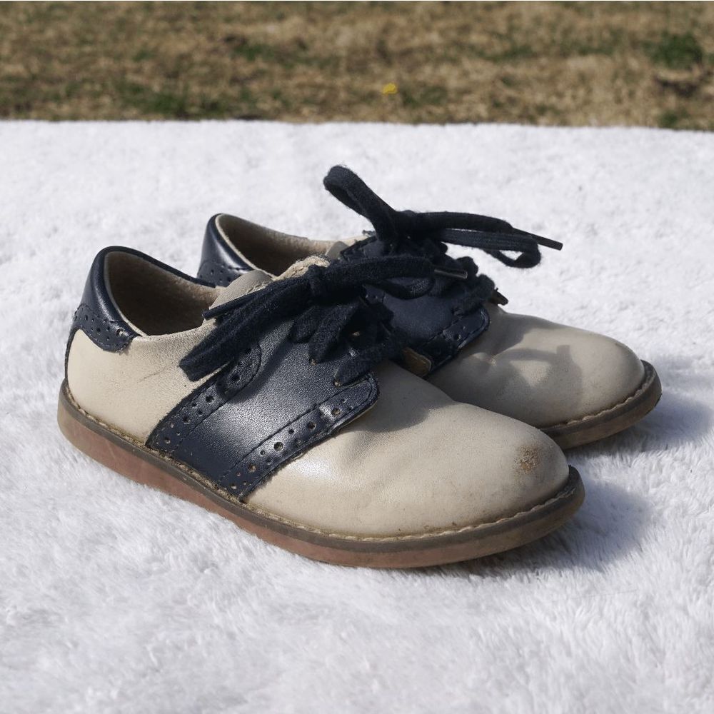 Footmates Toddler Navy Blue Ivory Saddle Shoes